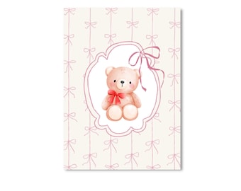 POSTCARD TEDDY / cute bear cottage core cute spring journal / onlyhappythings