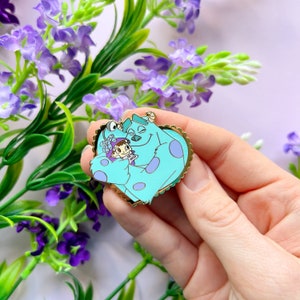 DISNEY INSPIRED PIN / Sulley boo monsters inc hug hugging enamel pin love / onlyhappythings