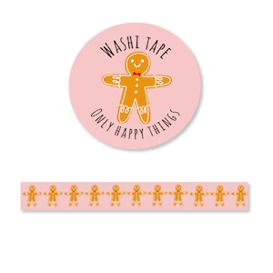 GINGERBREAD WASHI / nastro adesivo neve invernale carina busta natalizia rosa scrapbooking bullet journal posta ordinaria / onlyhappythings