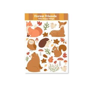 FOGLIO ADESIVI AMICI DELLA FORESTA A6 / adesivi autunno zucca posta ordinaria planner bullet journal scrapbook / onlyhappythings