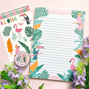 NOTEPAD TROPICAL SUMMER / jungle flamingo cockatoo toucan pink writingpaper snailmail / onlyhappythings