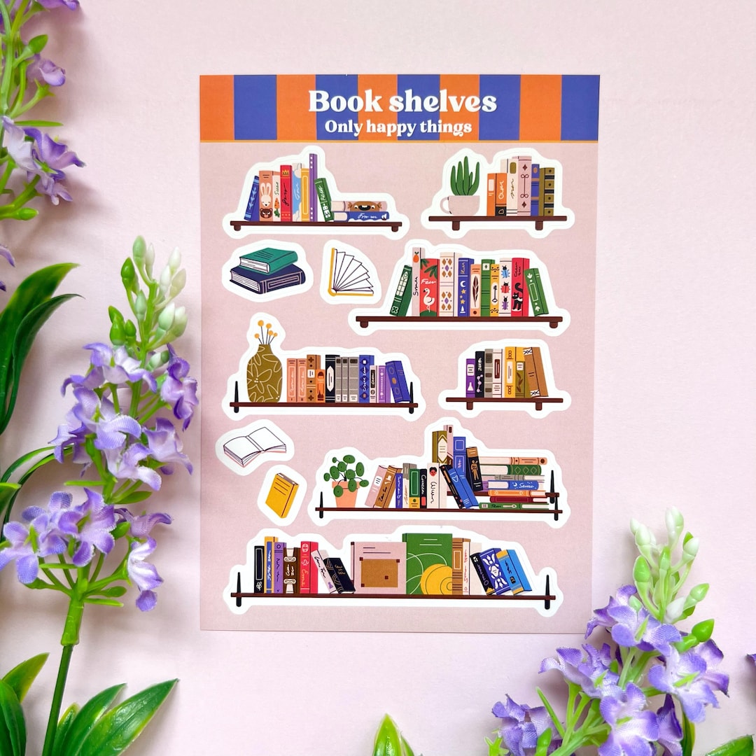 STICKERSHEET BOOKS A6 / Reading Bookshelves Cozy Stickers Stationery ...