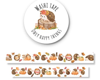 WASHI TAPE HEDGEHOG / fall woodland friends stationery pumpkin post junk journal scrapbooking / onlyhappythings