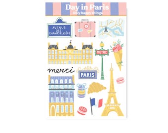 STICKERSHEET PARIS A6 / stickers europe summer holiday snailmail planner bullet journal scrapbook / onlyhappythings