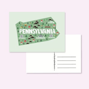 POSTCARD USA PENNSYLVANIA / united states america map illustrated cute snailmail card postcrossing / onlyhappythings