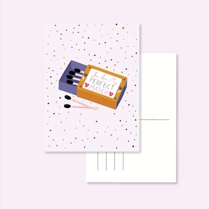 POSTKARTE LIEBE / perfect match love pink love note mail illustrierte süße Schneckenpostkarte postcrossing / onlyhappythings