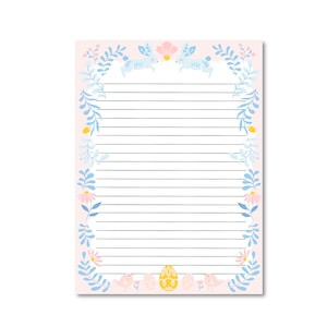 BLOCCO NOTE PRIMAVERA / simpatico fiore pasquale rosa pastello carta da lettere posta lumaca / onlyhappythings