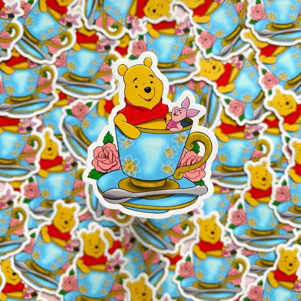 MAGNET POOH & PIGLET/ winnie the pooh taza de té inspirada en el vinilo de vinilo de imán frito recortado imán / onlyhappythings