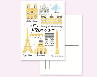 POSTCARD PARIS / france eiffeltower illustrated cute snailmail card postcrossing / onlyhappythings