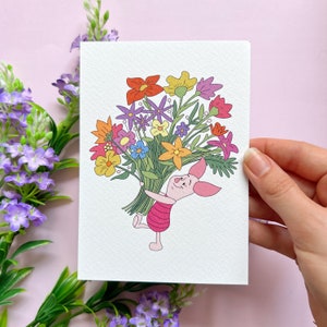 POSTKARTE BLUMEN / Ferkel Winnie Puuh / onlyhappythings