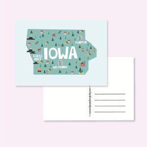 CARTOLINA USA IOWA / mappa degli stati uniti america illustrata simpatica cartolina posta ordinaria postcrossing / onlyhappythings