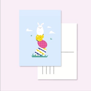 CARTOLINA DI PASQUA / buona Pasqua uova primaverili cestino coniglietto postcrossing / solocosefelici