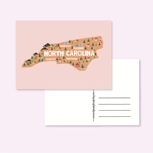 POSTCARD NORTH CAROLINA / usa united states america map illustrated cute snailmail card postcrossing / onlyhappythings