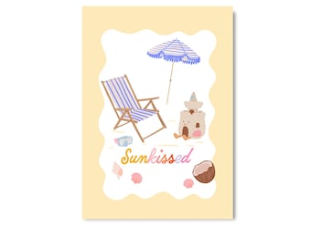 POSTCARD SUNKISSED / sea sand and sun beach summer holiday card coconut postcrossing / onlyhappythings