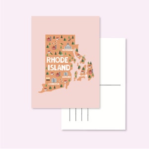 POSTCARD RHODE ISLAND / usa united states america map illustrated cute snailmail card postcrossing / onlyhappythings