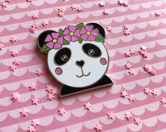 ÉMAIL PIN PANDA fleurs - cadeau pour elle - cadeau de panda - onlyhappythings