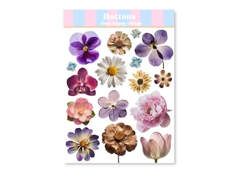 STICKERSHEET FLOWERS A5 / stickers girly snailmail planner bullet journal / onlyhappythings