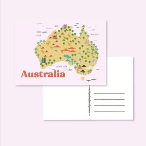 POSTCARD AUSTRALIA / map illustrated cute snailmail card postcrossing / onlyhappythings