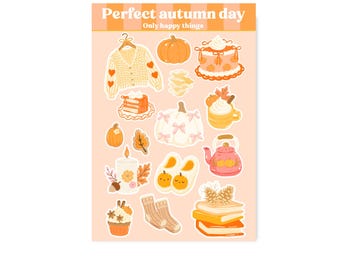 STICKERSHEET AUTUMN DAY A6 / stickers fall pumpkin snailmail planner bullet journal scrapbook / onlyhappythings