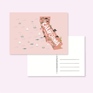 POSTKARTE USA KALIFORNIEN / Vereinigte Staaten Amerika Karte illustriert süße Schneckenpostkarte Postcrossing / onlyhappythings