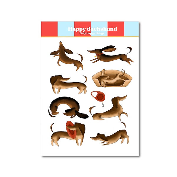 STICKERSHEET DOG A6 / stickers wienerdog dachshund teckel snailmail planner bullet journal scrapbook / onlyhappythings