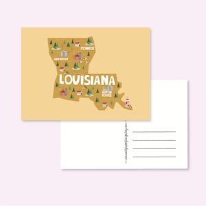 POSTCARD USA LOUISIANA / united states america map illustrated cute snailmail card postcrossing / onlyhappythings