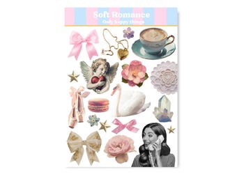 STICKERSHEET SOFT ROMANCE A5 / vintage stickers girly snailmail planner bullet journal / onlyhappythings