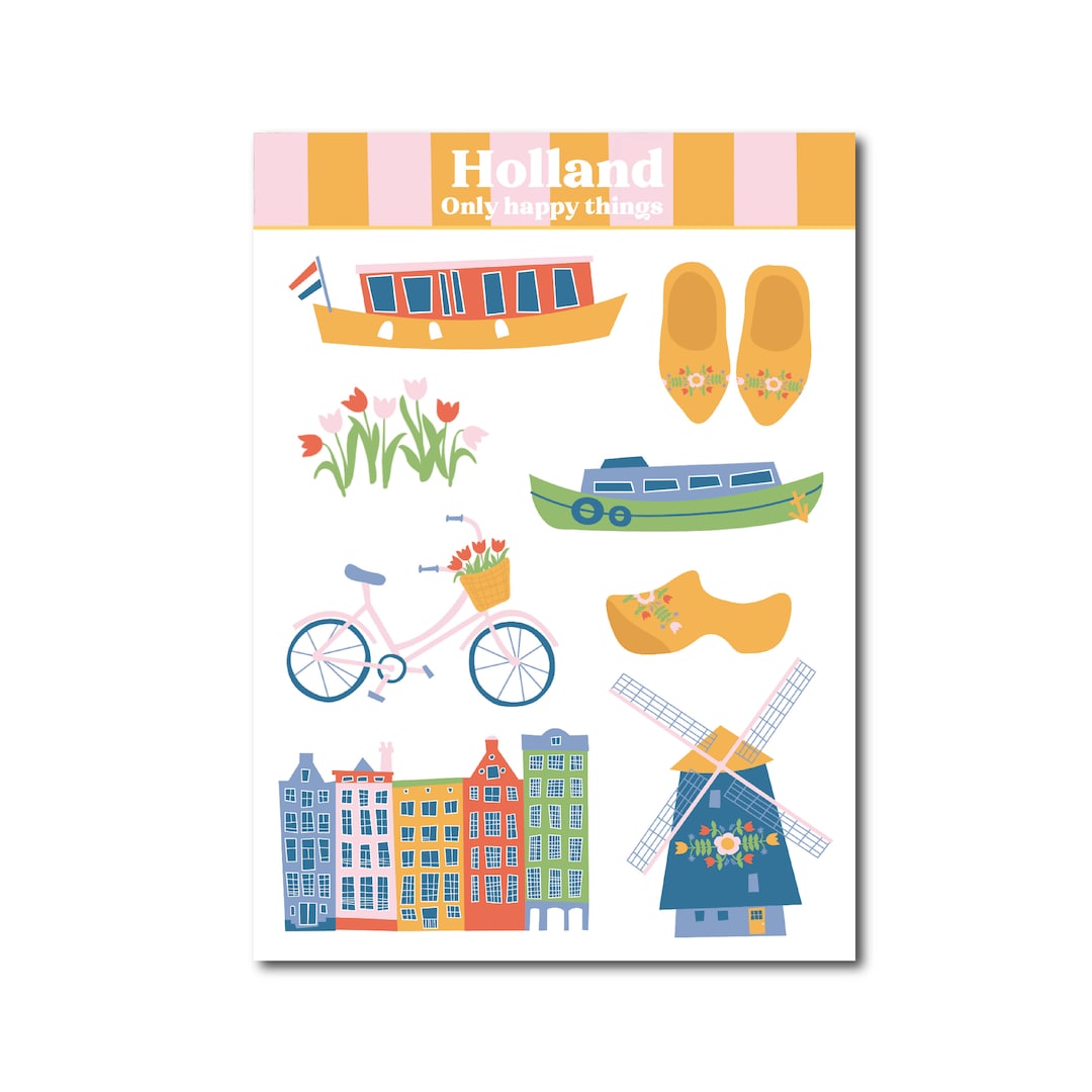 Dutch Sticker Design STICKERSHEET HOLLAND A6 / Stickers Netherlands Dutch Snailmail Planner ...