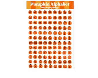 STICKERSHEET ALPHABET PUMPKIN A6 / halloween fall stickers letters snailmail planner bullet journal scrapbook / onlyhappythings