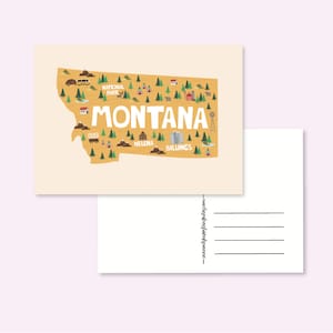 CARTOLINA USA MONTANA / mappa degli stati uniti america illustrata simpatica cartolina posta ordinaria postcrossing / onlyhappythings