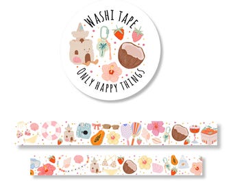 SUMMER WASHI / sun beach holiday scrapbooking bullet journal snail mail stationery / onlyhappythings
