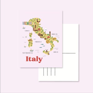 POSTCARD ITALY / map illustrated cute snailmail card postcrossing / onlyhappythings