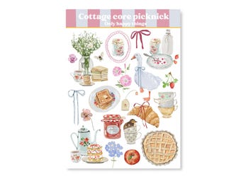 FOGLIO DI ADESIVI COTTAGE CORE A5 / adesivi piante fiori acquerello posta ordinaria planner bullet journal / onlyhappythings