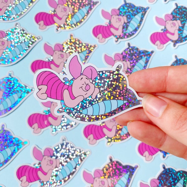 Pegatina PIGLET DISNEY INSPIRED / Winnie the Pooh Disneyland Disneyworld glitter calcomanía / onlyhappythings