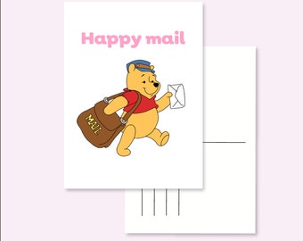 COURRIER DE CARTE POSTALE / happy mail winnie l'ourson postcrossing / onlyhappythings