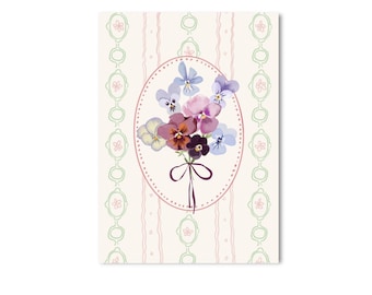 POSTCARD FLOWERS / pansies cottage core cute spring journal / onlyhappythings