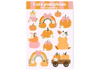 STICKERSHEET CUTE PUMPKIN A6 / stickers fall pumpkin snailmail planner bullet journal scrapbook / onlyhappythings