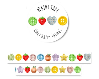 BOTONES DE CINTA WASHI / papelería vintage para correo postal, agenda, diario basura / onlyhappythings