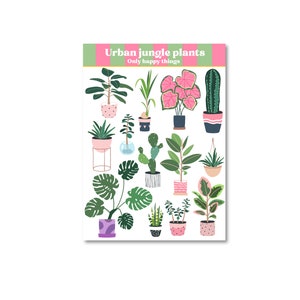FOGLIO ADESIVI PIANTE A6 / adesivi pianta d'appartamento pianta pazza signora lumaca pianificatore bullet journal scrapbook / onlyhappythings