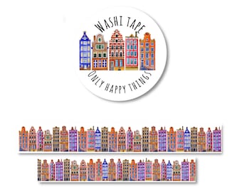 AMSTERDAM WASHI / canal houses dutch holland netherlands scrapbooking bullet journal snail mail / onlyhappythings