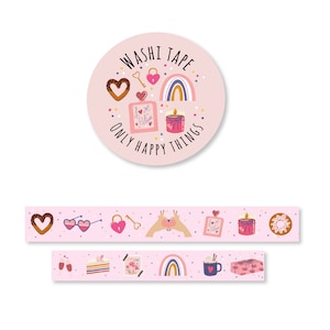 TAŚMA WASHI LOVE / znaczki walentynkowe różowe listonoszki listonoszka bullet journal planner / onlyhappythings