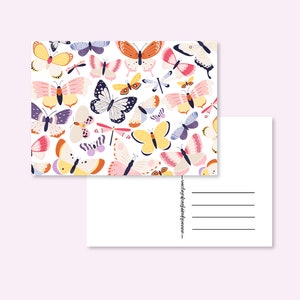CARTOLINA FARFALLA / insetti primaverili farfalle fiori pastello postcrossing / onlyhappythings
