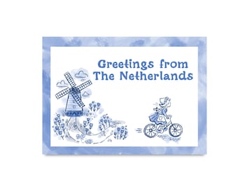 POSTCARD HOLLAND / netherlands dutch hugs from holland delftsblauw cute snailmail card postcrossing / onlyhappythings