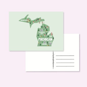 POSTCARD USA MICHIGAN / united states america map illustrated cute snailmail card postcrossing / onlyhappythings