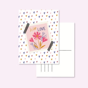 CARTOLINA AMORE / San Valentino amore rosa amore nota posta illustrata carina cartolina posta lumaca postcrossing / onlyhappythings