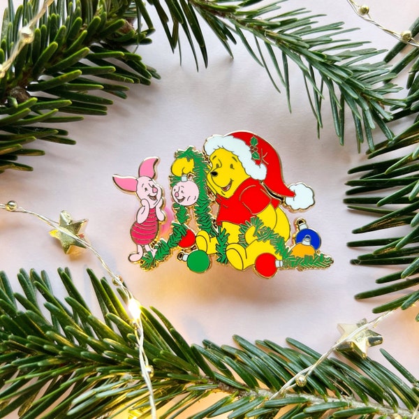 POOH PIGLET PIN / enamel Disney inspired Winnie the Pooh pin piglet winter Christmas Disneyland Xmas disneyworld / onlyhappythings