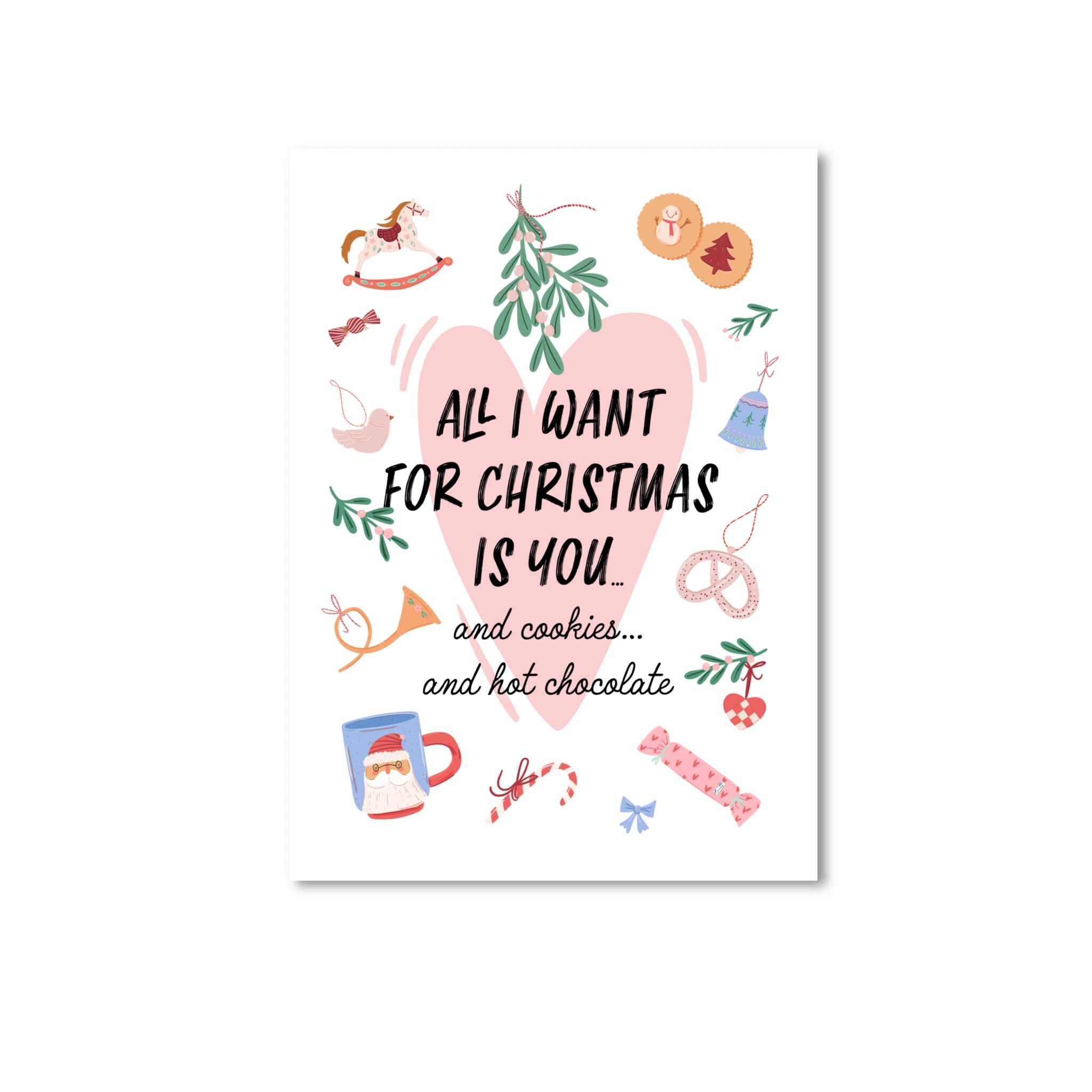 クリスマスポストカード / クリスマス ピンク スノーツリー カード