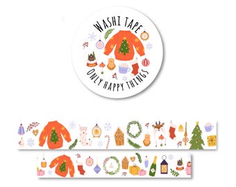CHRISTMAS WASHI / winter tree tape post envelope scrapbooking bullet journal snail mail / onlyhappythings