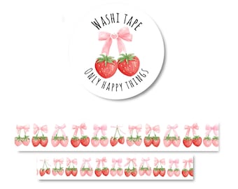 WASHI TAPE STRAWBERRY / spring fruit bows scrapbooking junk journal snail mail / onlyhappythings