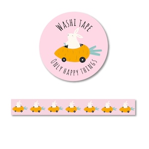 WASHI TAPE BUNNY / królik w kolorze różowym, urocza wiosenna papeteria pocztowa / onlyhappythings